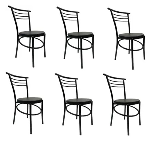 Multipurpose Dining/Restaurant/Cafe Chair Leatherette Dining Chair  (Set of 6, Finish Color - BLACK)