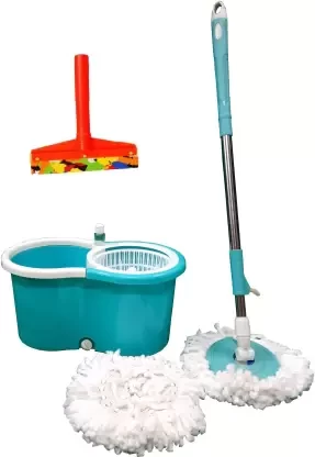 JSR CART 360° Spin Easy Clean Floor Mop Bucket Set With 1 Soap Dispenser Brush 1 Mini Wiper Mop Set