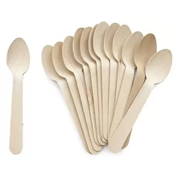 Ranisati Disposable Wooden Table Spoon, Ice-cream Spoon, Dessert Spoon Set  (Pack of 100)