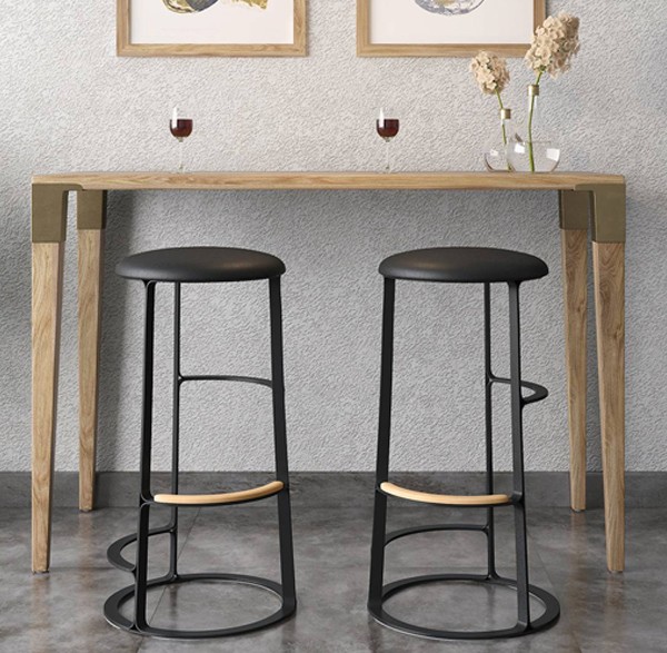 Samantha Leatherette Bar Stool in Black