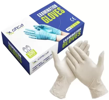 OTICA Latex Medical Examination Disposable Powdered Hand Gloves Medium Latex Examination Gloves  (Pack of 100)